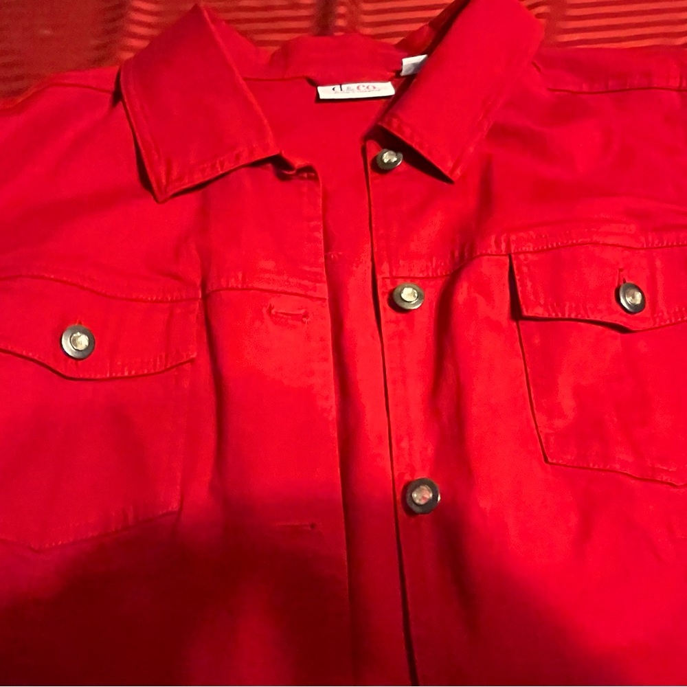 Pre-Owned Red Denim & Company Red Jean Jacket - Picture 4 of 7